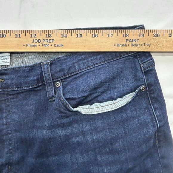 Joseph Abboud Jeans Men's 40 x 32 Dark Wash Blue Denim Straight Fit Whiskered - Picture 3 of 12